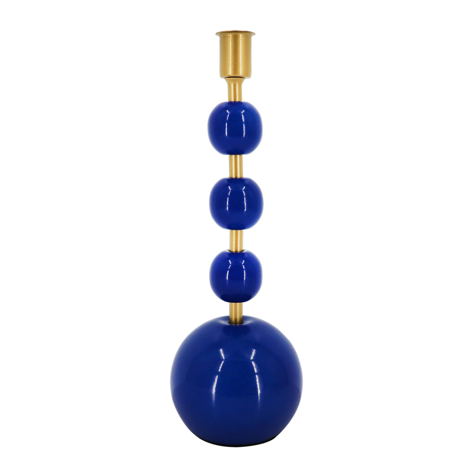Jonathan Adler x Michaels 11.75" Dark Blue & Gold Metal Tabletop Taper Candle Holder